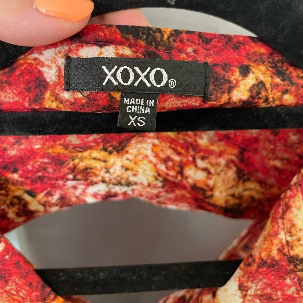XOXO Red Abstract Fire colors Womens Romper size XS